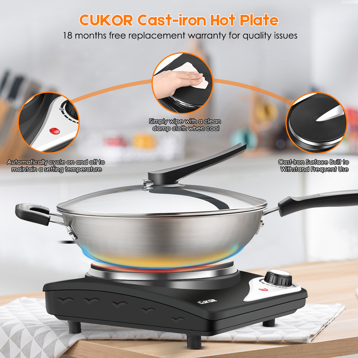 CUKOR Hot Plate,Electric Single Burner for Cooking,1500W Portable