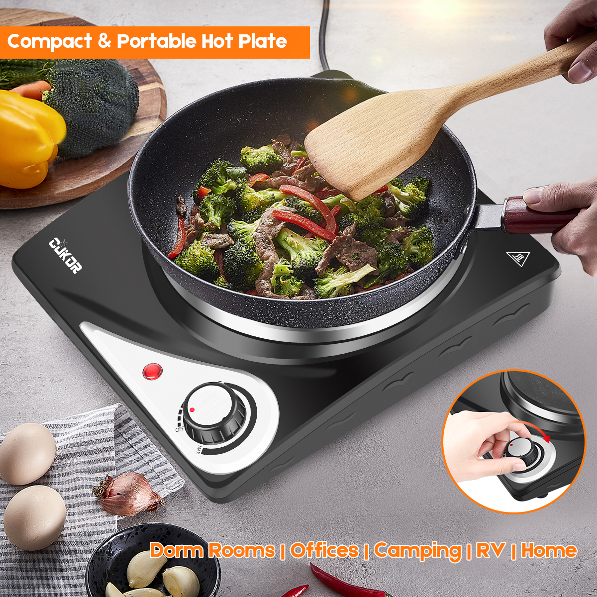 CUKOR Hot Plate,Electric Single Burner for Cooking,1500W Portable ...